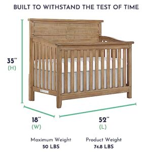 Evolur Andorra 5-in-1 Convertible Crib in Barnwood, Greenguard Gold and JPMA Certified, Made of Hardwood, Easy to Assemble, Wooden Nursery Furniture