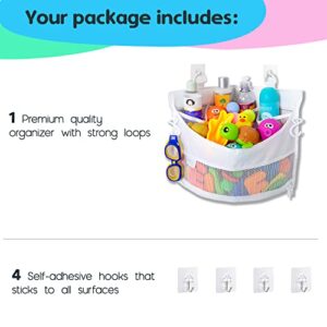 Mesh Bath Toy Holder Organizer – The Perfect Corner Bathtub Toy Storage & Bathroom or Shower Caddy – This Multi-use Net Bag Makes Baby Bath Toy Storage Easy – For Kids & Toddlers