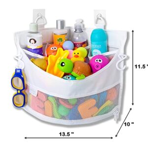 Mesh Bath Toy Holder Organizer – The Perfect Corner Bathtub Toy Storage & Bathroom or Shower Caddy – This Multi-use Net Bag Makes Baby Bath Toy Storage Easy – For Kids & Toddlers