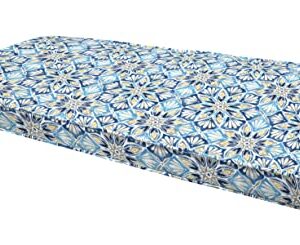 Honeycomb Indoor/Outdoor Beryl Pacific Blue Loveseat Bench Cushion: Rounded Corners, Recycled Fiberfill, Weather Resistant, Comfortable and Stylish Patio Cushion: 42" W x 18.5" D x 2.5" T