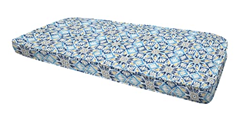 Honeycomb Indoor/Outdoor Beryl Pacific Blue Loveseat Bench Cushion: Rounded Corners, Recycled Fiberfill, Weather Resistant, Comfortable and Stylish Patio Cushion: 42" W x 18.5" D x 2.5" T