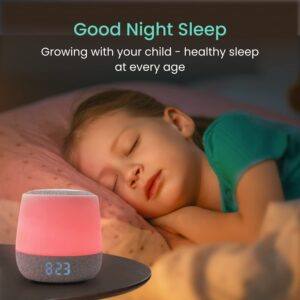 Babysense Dreamer Baby Sound & Light Machine, Adjustable RGB Night Light, Clock and Temperature Display, Sleep Trainer, Program Schedule, White, Pink & Brown Noise Soother, Lullabies & Sounds