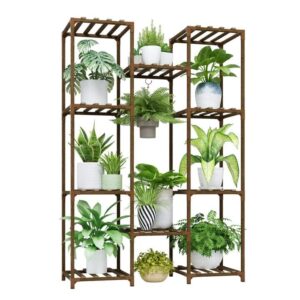 bamworld plant stand outdoor indoor hanging plant shelf tall large plant holder wood for living room plant rack indoor multiple plants patio balcony garden