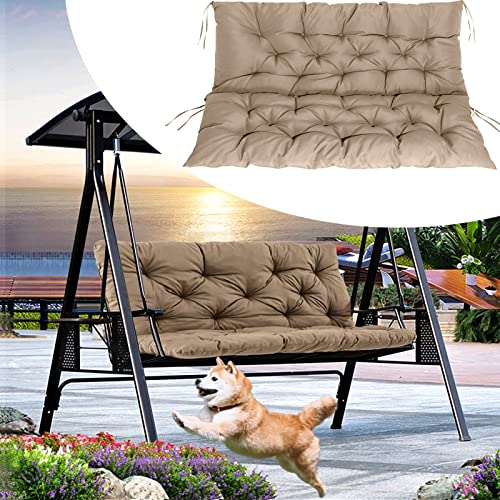 Dttra Outdoor Swing Cushions, Garden Bench Cushions with Backrest and Ties Non-Slip Bench Pads 2-3 Seater Washable Swing Replacement Cushions for Garden Patio Porch loveseat Pad (Khaki 40 * 60in)