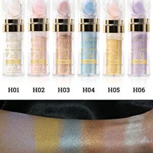 3 Colors Body Glitter, Polvo De Hadas Fairy Powder Highlight Patting Powder Highlighter Stick Highlighter Body Brightens Glitter High Gloss Fairy Glitter Sparkle Powder with Makeup Sponges