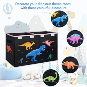 DoveeDosa Dinosaur Toy Box – Black Toy Box-Toy Box for Boys-Toy Chest for Boys- Toy Box for Girls-Collapsible Toy Organizers and Storage Chest - Toy Storage Bin for Playroom Bedroom (Dinosaur)