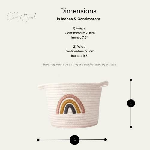 Organic Cotton Luxury Rainbow Basket Handmade Sustainable Recycable and Environmental Friendly in Neutral Earth Tones for Nursery Children Kids Home Organization Toys Books Container Decor