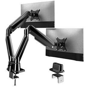 forging mount dual monitor arms - height adjustable computer monitor desk stand fits 13-32'' monitor, full motion swivel double gas spring monitor arms, each arm holds up to 19.8lbs