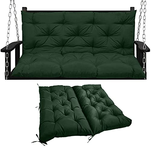 Zacammy Swing Replacement Seat Cushions, 2-3 Seater Bench Cushions for Outdoor Furnitur with Backrest, Garden Recliner Seat Cushions Waterproof Sofa Pads (Dark Green 60x40in)