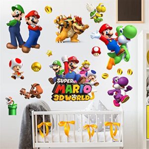 Mario Wall Decals Background Wall Stickers Peel and Stick Wall Art Decor for Kids Boys Girls Bedroom Nursery Living Room and Door