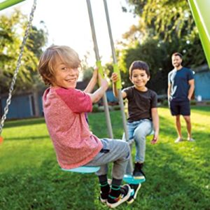 INTEX 44121E Heavy Duty Backyard Three Feature Swing Set: Includes Two Height Adjustable Swings and Glider – Plastisol-Coated Chain – Rust-Resistant Steel Frame – Anchor System – Easy Assembly