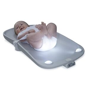 contours glow motion sensing light-up changing pad for dresser or changing table, motion activated soft glow lights, three brightness settings, easy to clean, comfortable and waterproof