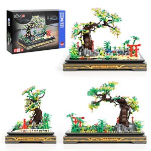 Dahuiby Creative Bonsai Tree Building Bricks,Japanese Style Sakura Bonsai Building Blocks,Building House Set for Adults and Kids 1469 PCS