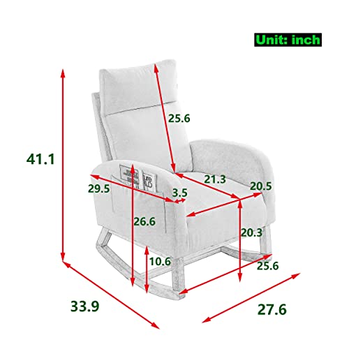 Morhome Modern Tufted Accent Rocking Chair, Upholstered Nursery Glider Rocker with High Backrest for Baby and Kids, Set of 1, Beige