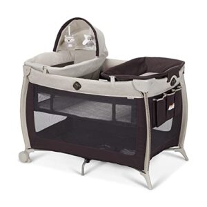 safety 1st play-and-stay play yard, easy fold, full-size play yard with removable full bassinet, dunes edge