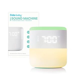 frida baby 3-in-1 sound machine + when-to-wake clock + nightlight | white noise soother, sleep trainer, alarm clock, nursery + toddler + kids bedroom (bluetooth)