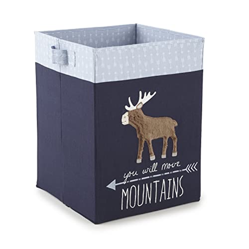 Levtex Baby - Trail Mix Nursery Hamper - Rectangular Fabric Hamper - Moose - Blue, Navy and Brown - Nursery Accessories - Size: 14 x 14 x 9in.