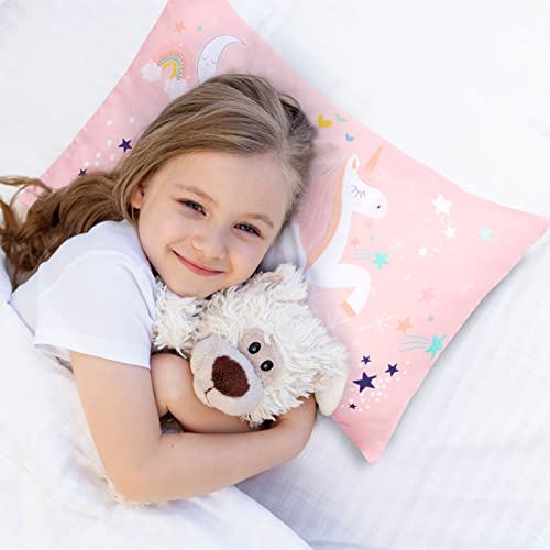 UOMNY Toddler Pillowcases for 13X18 12x16 14x19 Pillow Unicorn Toddler Pillow Case for Girls 2 Pack Kids Pillowcase for Sleepy Pillows Travel Pillowcases Pink/White