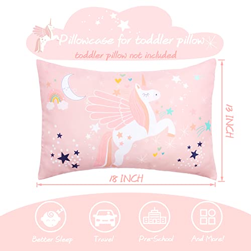 UOMNY Toddler Pillowcases for 13X18 12x16 14x19 Pillow Unicorn Toddler Pillow Case for Girls 2 Pack Kids Pillowcase for Sleepy Pillows Travel Pillowcases Pink/White