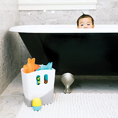 Ubbi Freestanding Bath Toy Organizer Bath Caddy with Removable Drying Rack Bin and Scoop for Toddlers and Baby, Gray (Pack of 2)