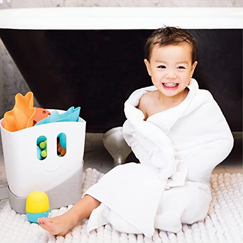 Ubbi Freestanding Bath Toy Organizer Bath Caddy with Removable Drying Rack Bin and Scoop for Toddlers and Baby, Gray (Pack of 2)