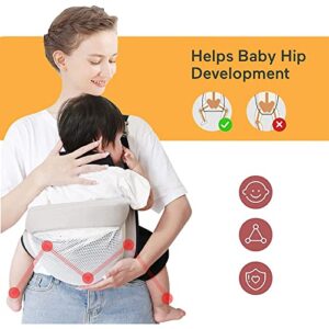 Baby Carrier,Adjustable Babies Holder Carrier,Baby Half Wrap Hip Carrier,One Shoulder Save Energy,Lightweight Breathable Mesh Natural Cotton Fabric,Suitable for Newborns Weighing 45 lbs