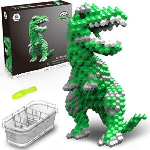 KADELE Fun Dinosaur Building Set 421PCS, Green T-Rex Creative Educational Toys Boys Girls 8+, Animal Figures Building Kit Model Jurassic Dino Blocks Toy Dispaly Gifts for Kids & Adults