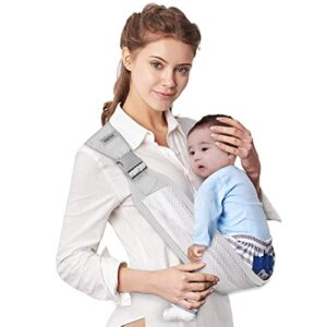 Baby Carrier,Adjustable Babies Holder Carrier,Baby Half Wrap Hip Carrier,One Shoulder Save Energy,Lightweight Breathable Mesh Natural Cotton Fabric,Suitable for Newborns Weighing 45 lbs