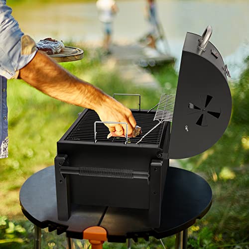 Royal Gourmet CD1519 Portable Charcoal Grill with Side Handles and Bottle Opener, Ideal for Outdoor BBQ, Picnic, Tailgate and Campsite, Black