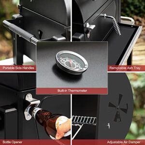 Royal Gourmet CD1519 Portable Charcoal Grill with Side Handles and Bottle Opener, Ideal for Outdoor BBQ, Picnic, Tailgate and Campsite, Black