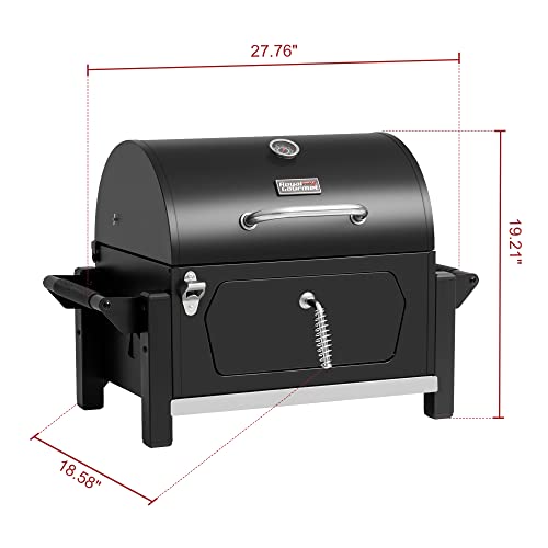 Royal Gourmet CD1519 Portable Charcoal Grill with Side Handles and Bottle Opener, Ideal for Outdoor BBQ, Picnic, Tailgate and Campsite, Black