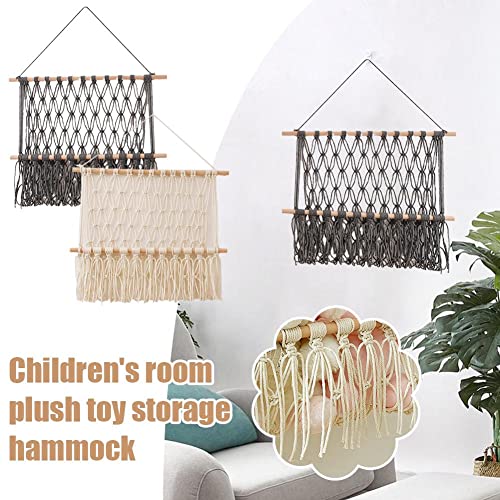 Nursery Toy Macrame Shelves Organizers - Hanging Stuffed Animal Storage - Corner Net For Stuffed Animals for Wall - Plush Doll Display and Toy Organizer - Boho Nursery Decor and Playroom Storage