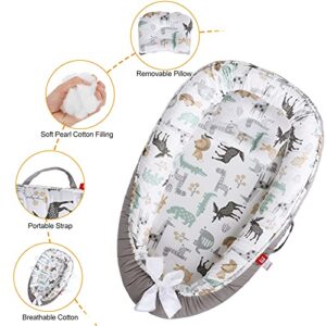 Go2bedroom Baby Lounger Cover Baby Nest Cover for Newborn Baby Co Sleeping Sleeper Breathable Baby Bed Cover for Traveling Infant Portable Crib Bassinet Thicken Ultra Soft Baby Nest (AA-Animals)