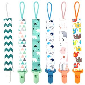 onlybp® set 6 baby pacifier holder clip - pacifier clip for boys and girls fits for most pacifiers - protects your baby - binkie styles & baby teethers & toys and gift