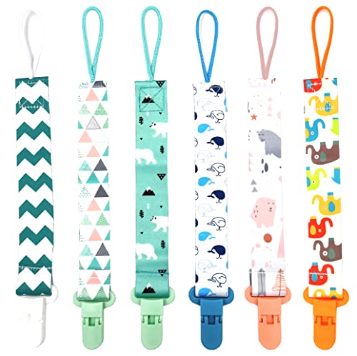 OnlyBP® Set 6 Baby Pacifier Holder Clip - Pacifier Clip for Boys and Girls Fits for Most Pacifiers - Protects Your Baby - Binkie Styles & Baby Teethers & Toys and Gift