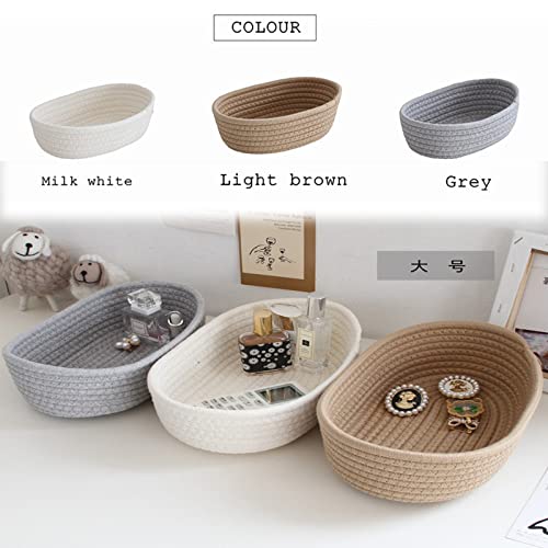 GTHFINE Cotton Rope Woven Basket, 3 Packs Rope Woven Storage Baskets, Home Organizing Bins and Toy Organizer, Baby Nursery Bin, Small Dog Cat Toy Box, Baskets for Gifts Empty-3pcs Khaki