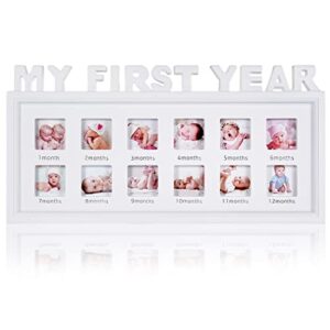 homaisson newborn baby picture frame, my first year newborn keepsake frame 12 months, photo frame for memories