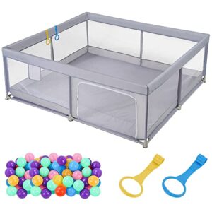 baby playpen 79'' x 71'' extra large playpen for babies and toddlers with breathable mesh baby gate baby play yards baby activity center baby fence play area nursery furnitur