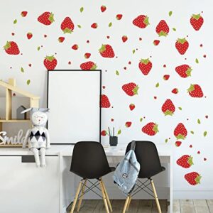 saomour 92 pieces strawberry decor strawberry stickers strawberry wall decals for girls boys baby bedroom nursery wall decor