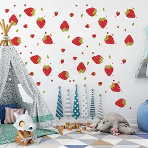 SAOMOUR 92 Pieces Strawberry Decor Strawberry Stickers Strawberry Wall Decals for Girls Boys Baby Bedroom Nursery Wall Decor