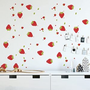 SAOMOUR 92 Pieces Strawberry Decor Strawberry Stickers Strawberry Wall Decals for Girls Boys Baby Bedroom Nursery Wall Decor