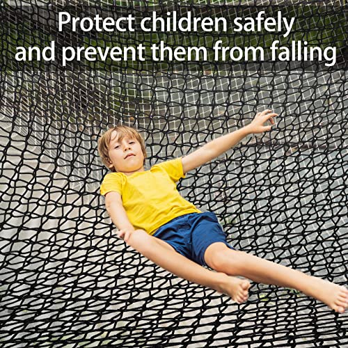 Climbing Cargo Net 6.5 x 9.8 ft Large Kids Backyard Climbing Net Double Layers Playground Safety Net with Storage Bag for Monkey Bar, Treehouse Accessories (Black)