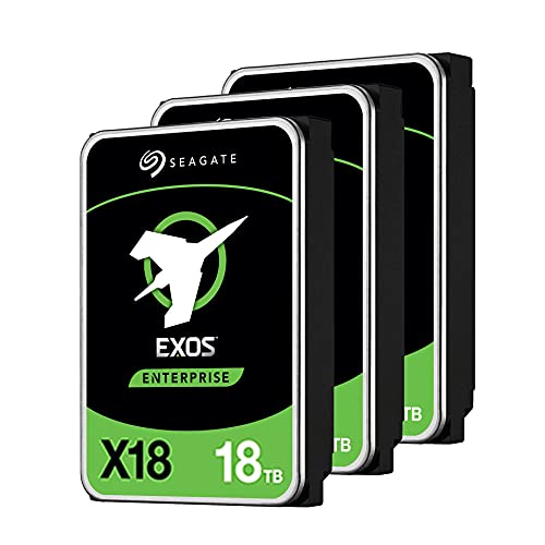 Seagate Exos X18 54TB Enterprise HDD (18TB x 3)– CMR 3.5 Inch Hyperscale SATA 6Gb/s, 7200 RPM, 512e and 4Kn FastFormat, Low Latency, Crypto Chia Mining - ST18000NM000J (Renewed)