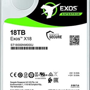 Seagate Exos X18 54TB Enterprise HDD (18TB x 3)– CMR 3.5 Inch Hyperscale SATA 6Gb/s, 7200 RPM, 512e and 4Kn FastFormat, Low Latency, Crypto Chia Mining - ST18000NM000J (Renewed)