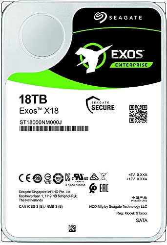 Seagate Exos X18 54TB Enterprise HDD (18TB x 3)– CMR 3.5 Inch Hyperscale SATA 6Gb/s, 7200 RPM, 512e and 4Kn FastFormat, Low Latency, Crypto Chia Mining - ST18000NM000J (Renewed)