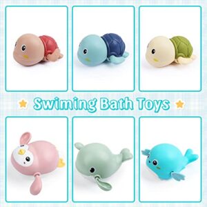 Baby Bath Toys,6 Pack Cute Swimming Water Bath Toys for Toddlers Boy Girls Toys for 1 2 3 4 Year Old,Floating Wind-up Bathtub Toys Gifts for Baby Pool Toys Toddler 1-3