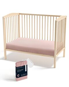olive + crate crib sheets luxury eucalyptus tencel | naturally organic pure ultra soft and breathable | boys and girls | baby and toddler | deep pockets | rose blush