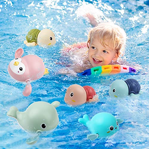 Baby Bath Toys,6 Pack Cute Swimming Water Bath Toys for Toddlers Boy Girls Toys for 1 2 3 4 Year Old,Floating Wind-up Bathtub Toys Gifts for Baby Pool Toys Toddler 1-3