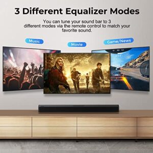 OXS Sound Bars for TV, Home Theater Audio with Built-in Subwoofer, 3D Surround Sound System TV Sound Bar, TV Speakers, Bluetooth 5.0/Aux/Optical/Coaxial, 80-Watt, 3Eqs, Wall Mountable