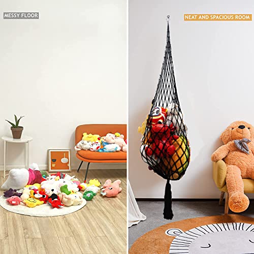 Large Toy Hammock Stuffed animal Net Macrame Plush Toy Display with One Hook for Corners, Walls and Ceiling Hanging Net stuff animal storage for kid room Bedroom Playroom